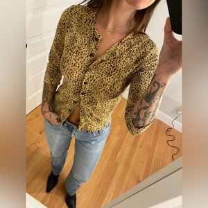 Y2K LEOPARD BUTTON UP SHIRT